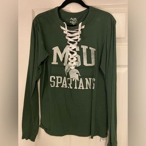 MSU Spartans long sleeve lace up shirt